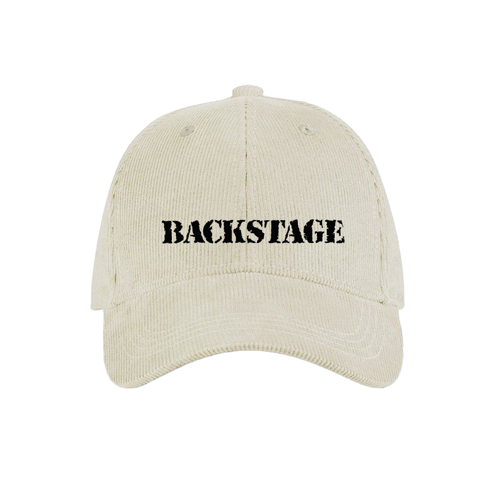 beiges cord cap mit backstage bestickung